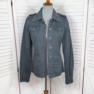 Billabong Button Up Utility Jacket Cotton Twill Grey Medium‎